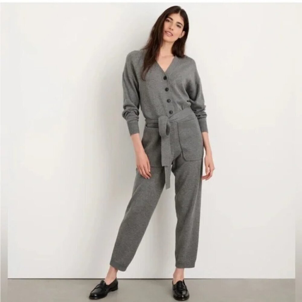 Alex Mill Belted Merino Sweater Jumpsuit Heather Grey